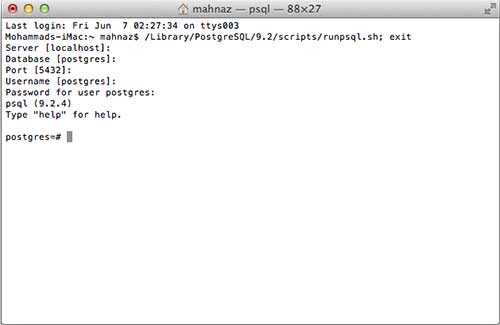 Postgresql SQL Shell on Mac