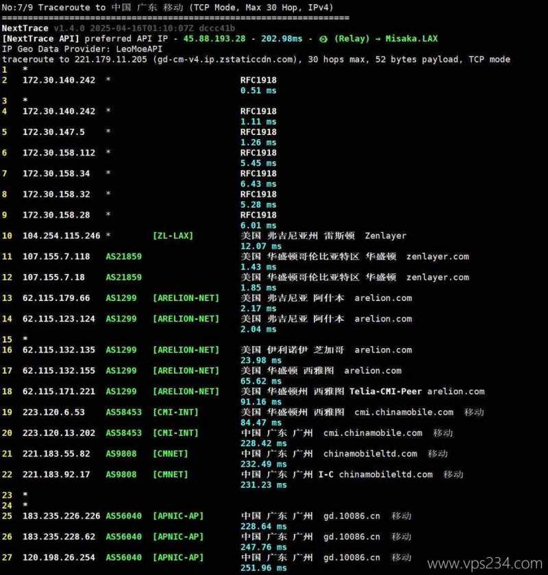 UCloud美国家宽VPS网络测试-移动回程路由