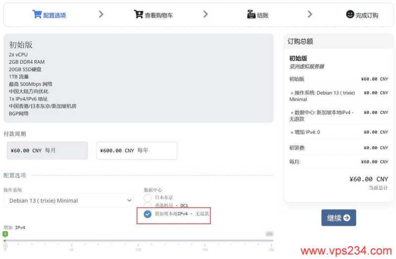 赤鱼网络新加坡VPS购买教程-配置选择