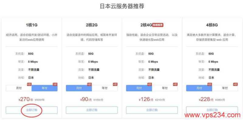 华纳云日本VPS购买教程-套餐选择