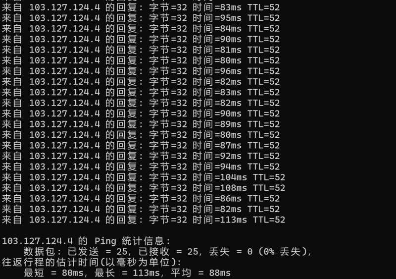 MOACK韩国独立服务器测评 - 本地Ping平均延迟测试
