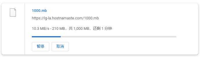HostNamaste美国VPS测评 - 本地下载速度测试