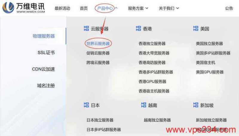 万维电讯新加坡VPS购买教程 - 入口
