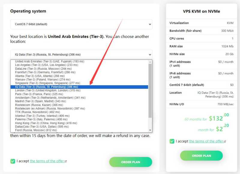 JustVPS俄罗斯VPS购买 - 配置选择