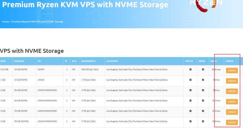 hostEONS美国VPS购买 - 套餐选择