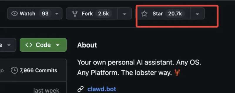 Clawdbot开源几天内在GitHub上斩获了超两万颗星