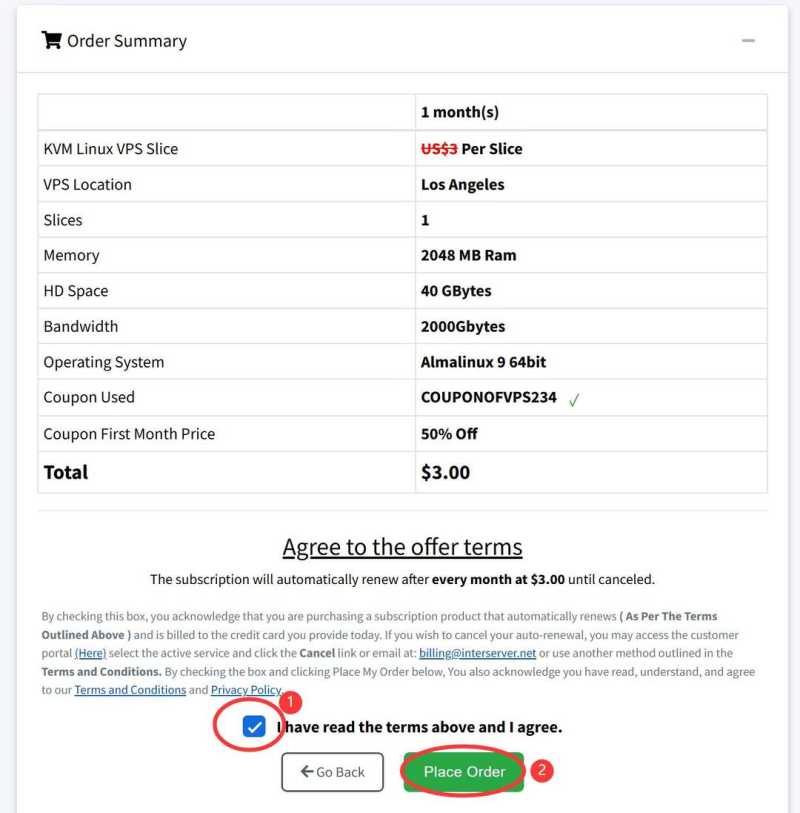 InterServer美国VPS购买教程-订单概况