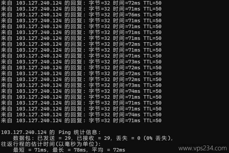 华纳云日本服务器网络测试-本地Ping平均延迟