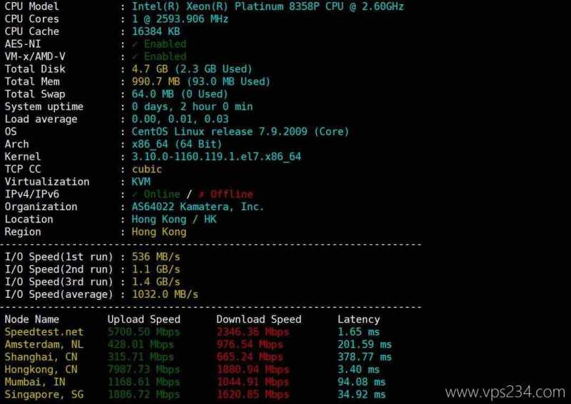 VPSServer香港VPS测评-性能和速度