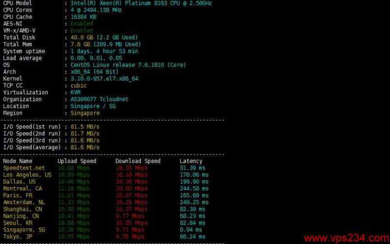 CDNCloud新加坡VPS测评 - 速度测试