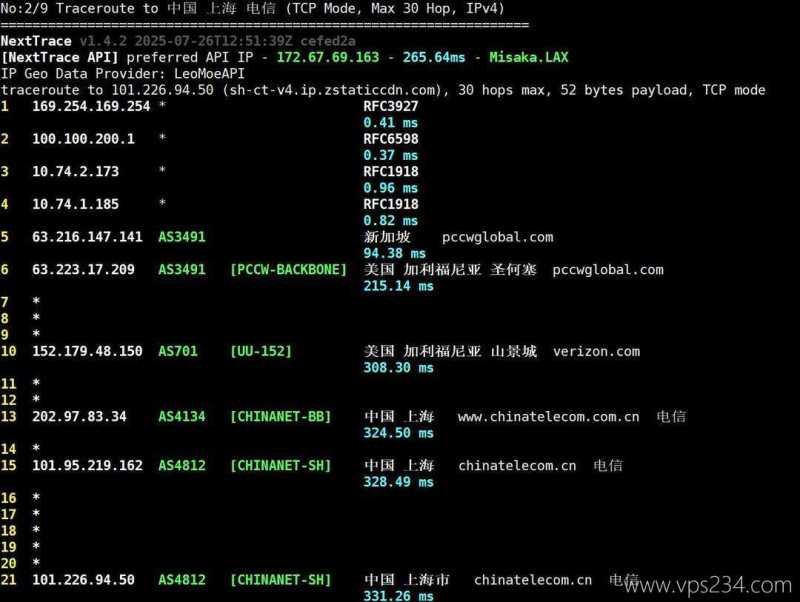 Vultr澳大利亚VPS网络测试-电信回程路由