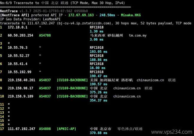 Mondoze马来西亚家宽VPS-联通回程路由