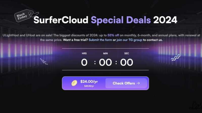 SurferCloud：海外云服务器2024黑五优惠活动-年付4.5折