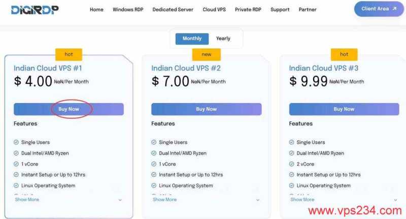 DIGIRDP印度VPS购买教程-套餐选择