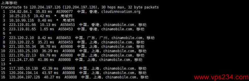 CDNCloud香港VPS测评 - 移动回程路由