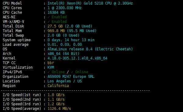 OneVPS美国VPS测试 - 性能
