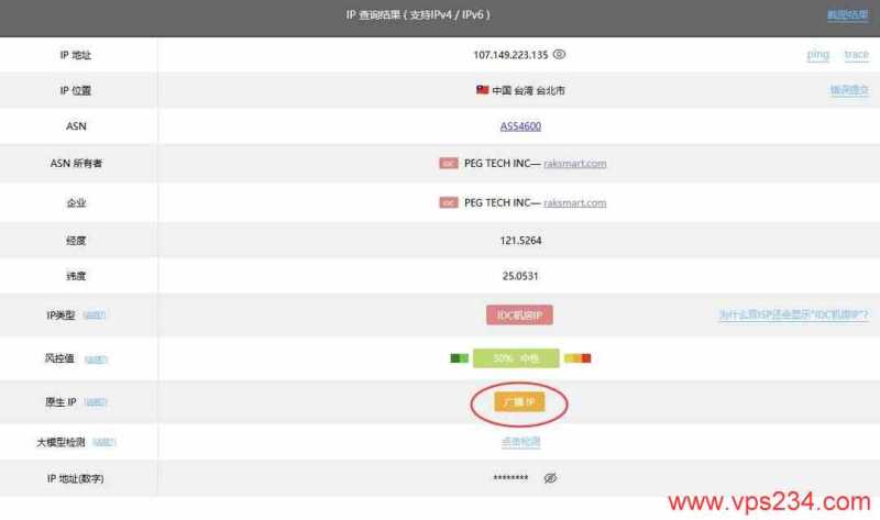 RAKsmart台湾VPS测评-IP属性