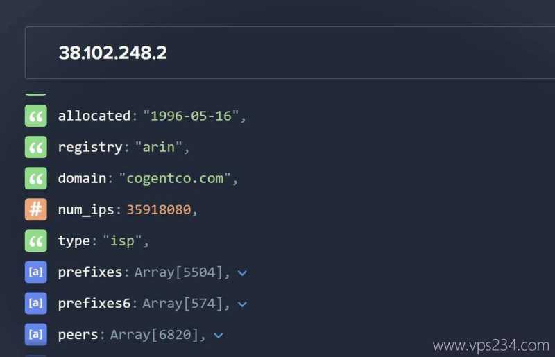 荫云美国家宽VPS网络测试-IP的ASN类型