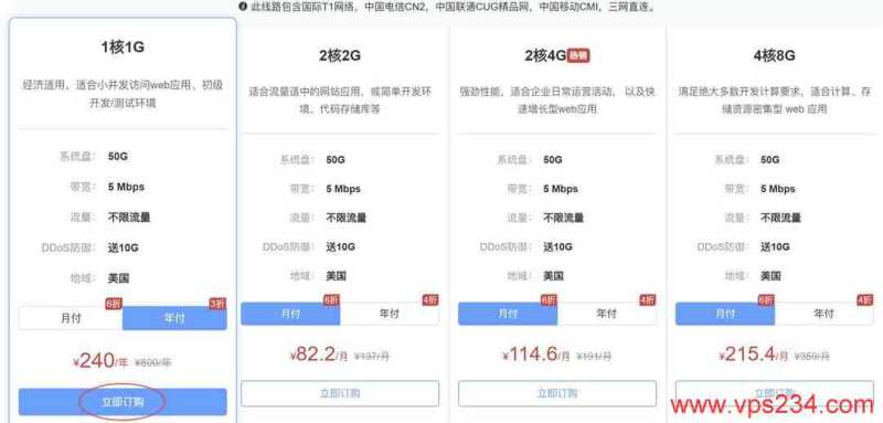 华纳云美国VPS购买教程-套餐选择