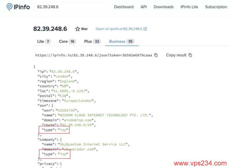 荫云英国家宽VPS网络测试-ISP类型IP