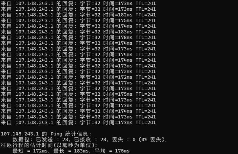 F7CLOUD美国独立服务器 - 本地Ping平均延迟测试