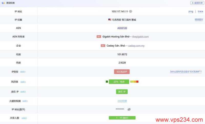 Casbay Mac VPS网络测试-IP属性