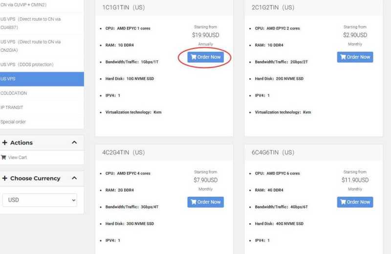 Dotdotnetworks美国VPS购买教程-套餐选择