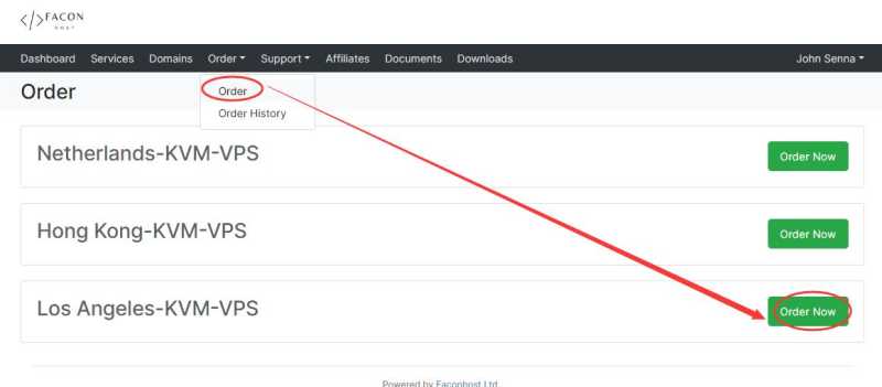 Faconhost美国VPS购买教程