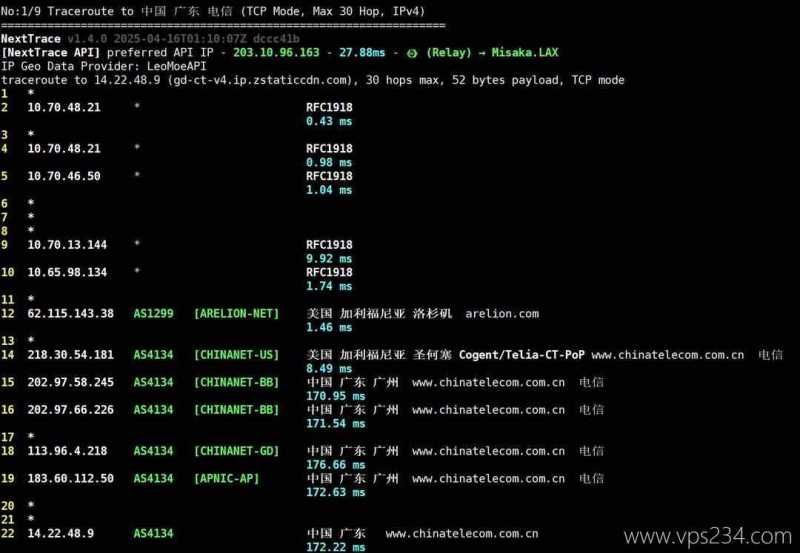 UCloud美国家宽VPS测评-电信回程路由