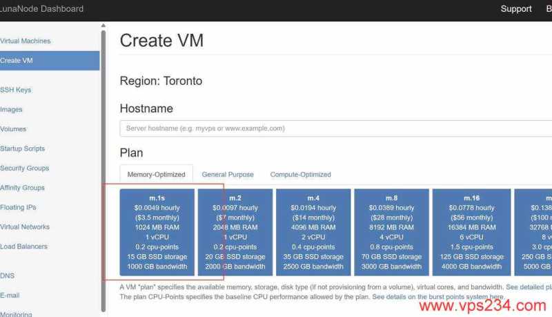 LunaNode加拿大VPS购买教程-套餐选择