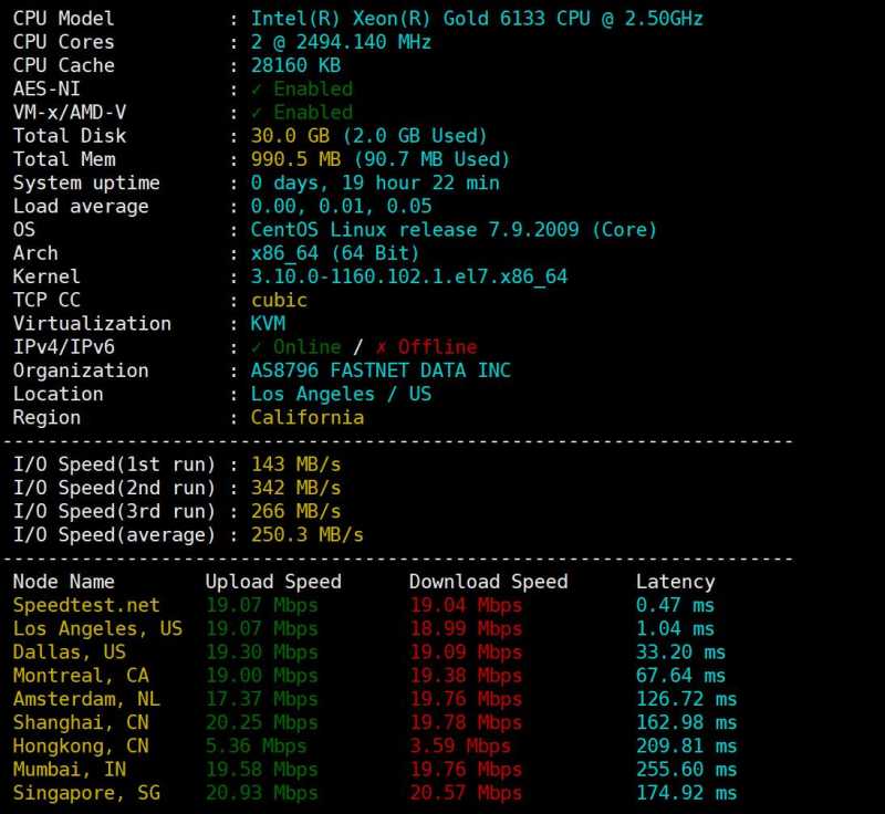 莱卡云美国VPS测评 - 稳定性和速度