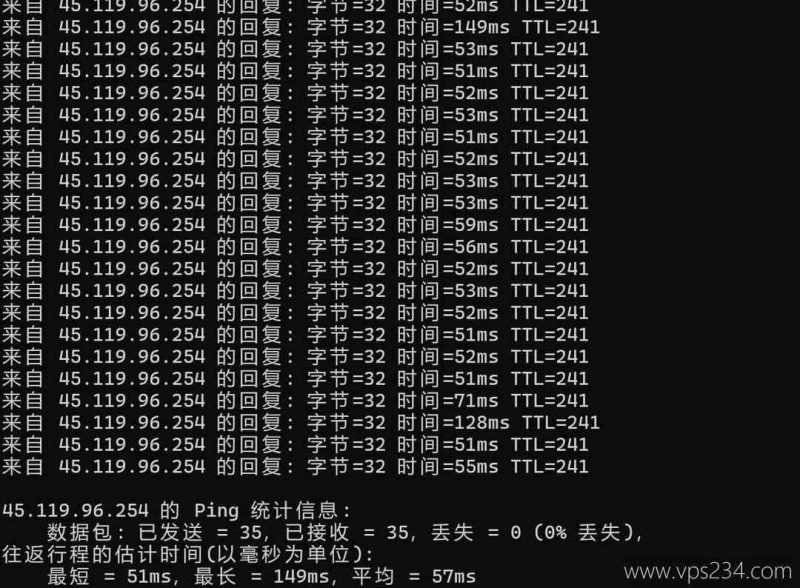 恒创主机香港VPS网络测试-本地Ping平均延迟