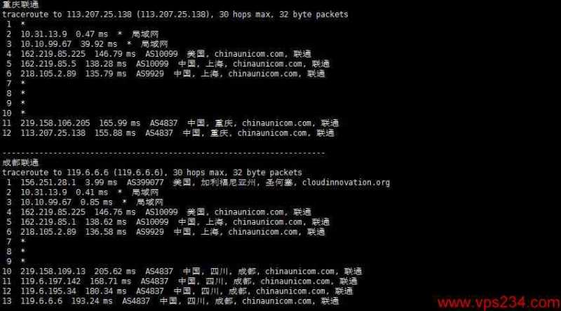 CDNCloud美国VPS测评 - 联通回程路由