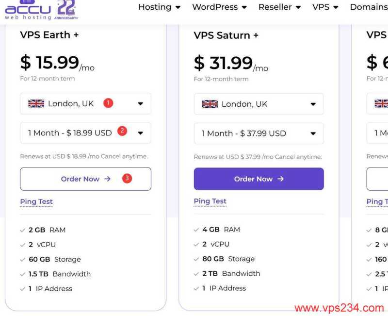 AccuWebHosting英国VPS购买教程-节点和购买周期选择