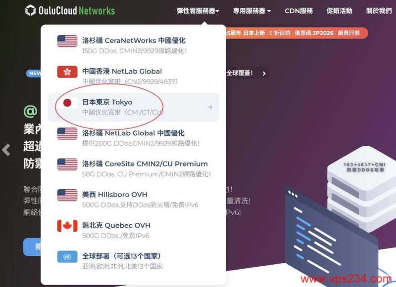 欧路云日本VPS购买教程-首页入口