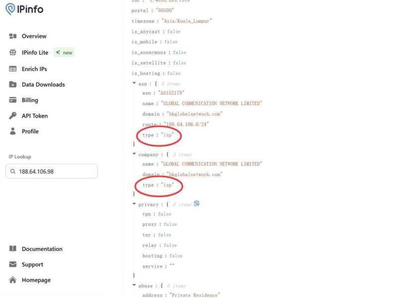 IPRaft马来西亚VPS测评-IP类型测试