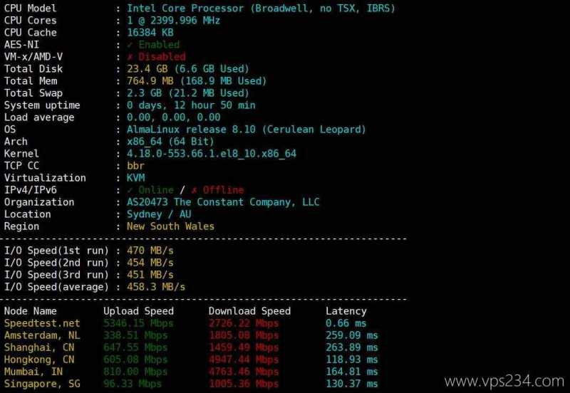 Vultr澳大利亚VPS网络测试-性能和速度