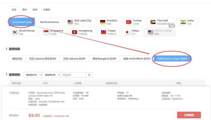 IPRaft马来西亚VPS购买教程-节点选择