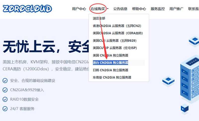 ZoroCloud台湾服务器购买 - 首页入口