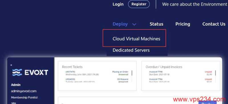 Evoxt加拿大VPS购买教程-产品入口