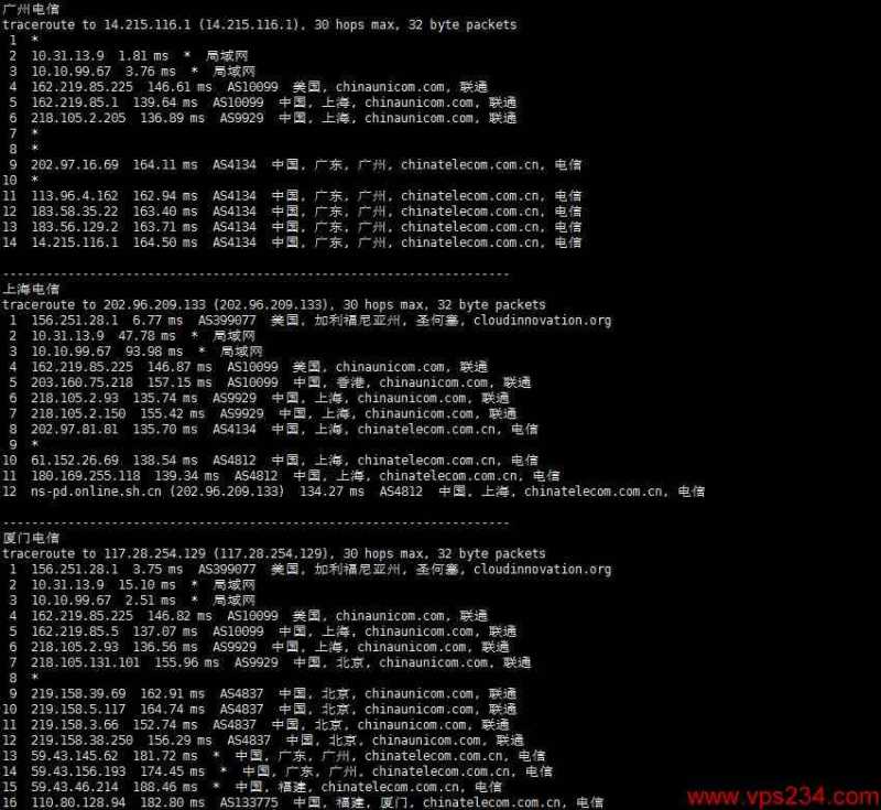 CDNCloud美国VPS测评 - 电信回程路由