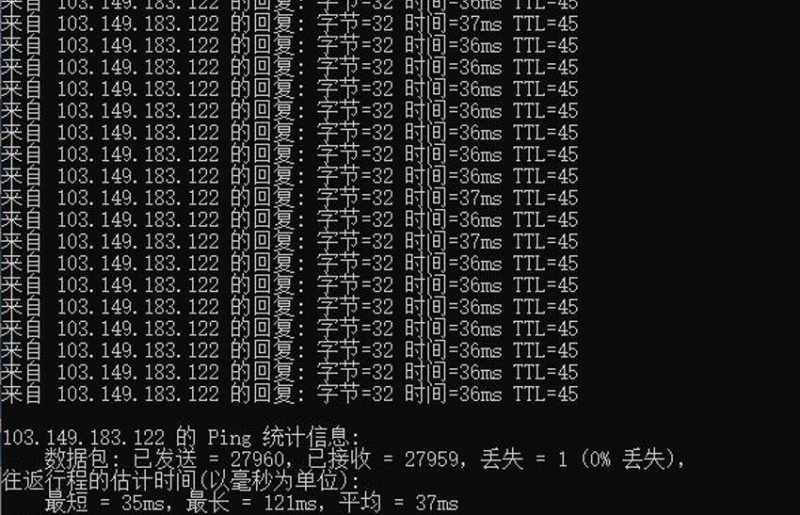 F7CLOUD香港VPS测评 - 本地Ping平均延迟测试