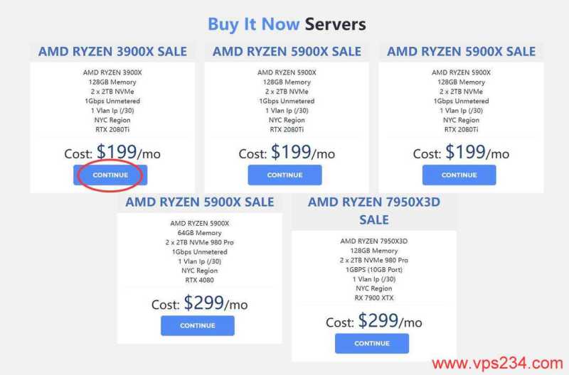 InterServer的GPU服务器购买教程-产品页面