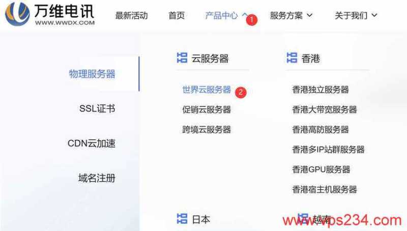 万维电讯日本VPS购买教程 - 入口