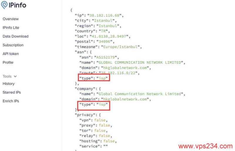 IPRaft土耳其VPS网络测试-ISP类型测试