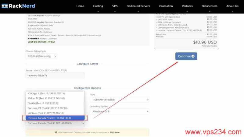 Racknerd加拿大VPS购买教程-节点选择
