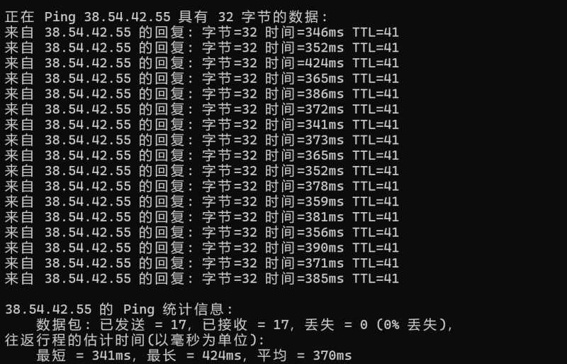 萤光云孟加拉VPS网络测试-本地Ping平均延迟