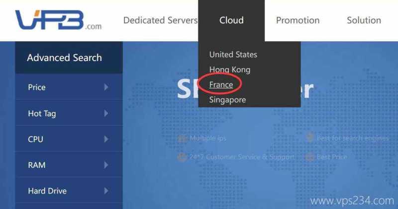 VPB法国VPS购买教程-首页入口