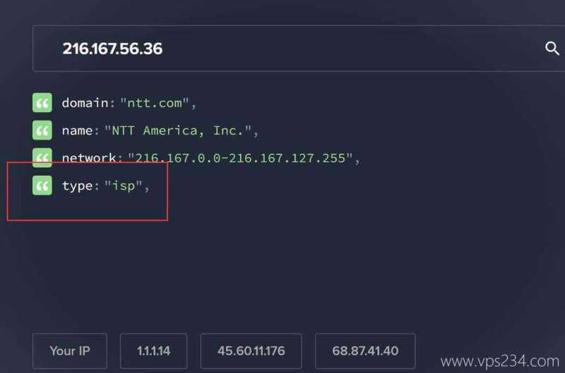 吉云美国家宽VPS网络测试-IP的Company类型