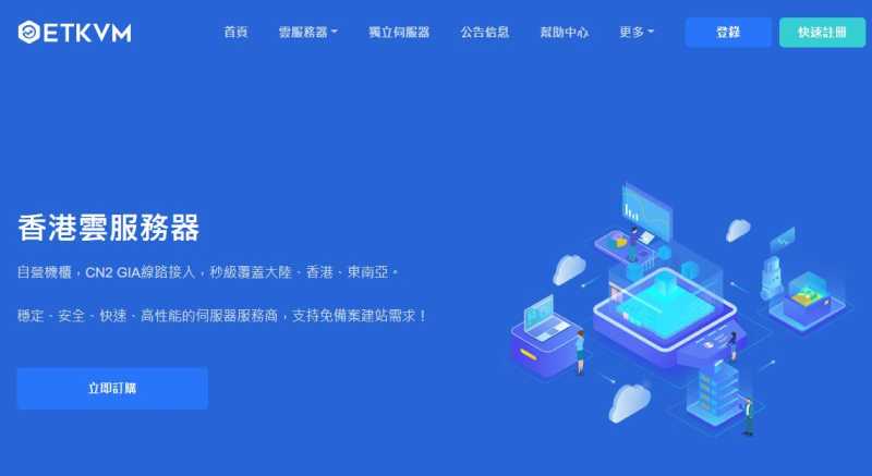超便宜香港VPS云服务器 ETKVM  – CN2 GIA 线路低延迟插图